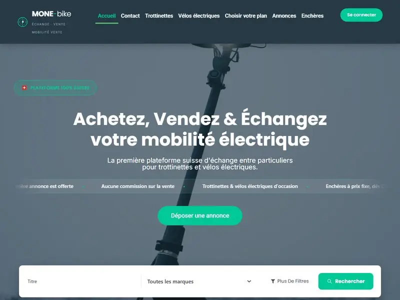 Page d'accueil du site mone-bike.ch